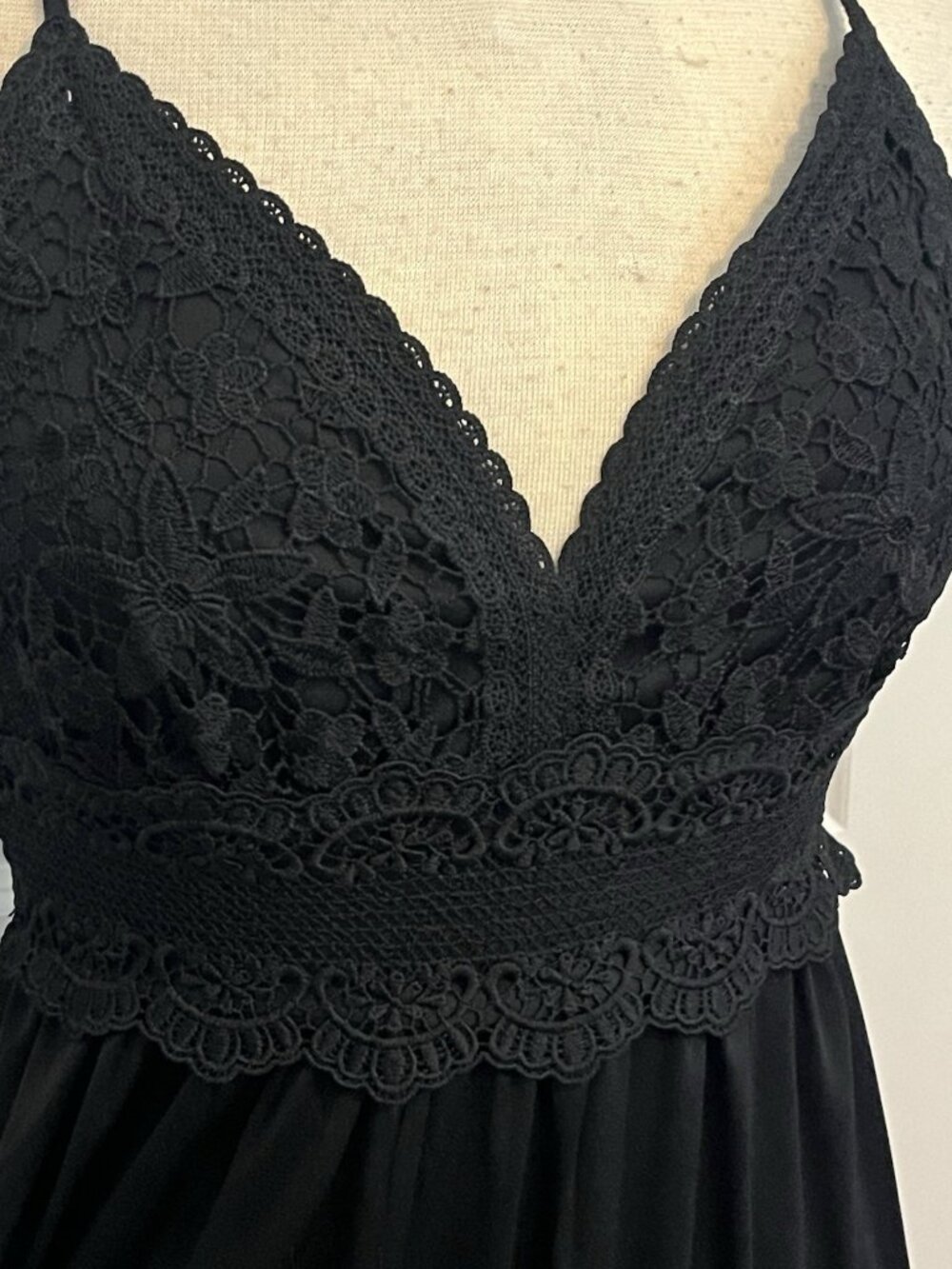 Whimsigoth Dark Fairy Cottagecore Lace Smocked Strappy Dress Emo Witchy Size M - Picture 4 of 16